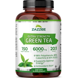 Zazzee Extra Strength Green Tea 20:1 Extract, 50% EGCG, 98% Polyphenols, 80% Catechins, 150 Vegan Capsules, 5 Month Supply, Certified Kosher, Antioxidant & Metabolism Support, Non-GMO, Made in the USA