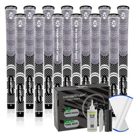 KINGRASP Premium Rubber Golf Grips 13 Pack, Anti-Slip，Super Stability,Cord Rubber, Golf Club Grips,Standard/Mid Size/Oversize, 13 Grips with All Kits