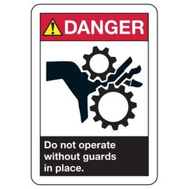 ANSI Danger - Do Not Operate Without Guards Safety & Compliance - OSHA & ANSI Compliant Machine Warning Metal Tin Sign - 8x12 Inch