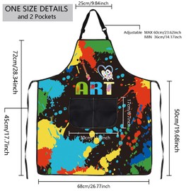 MBMSO Painting Artist Apron with Pockets Artist Painter Gifts Art Lover Gift for Art Teacher Student Painter Apron Waterproof, Love Art Apron-black, Standard