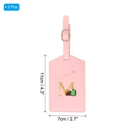 PATIKIL Initial Luggage Tags, 2 Pack Monogrammed PU Leather Baggage Tags Embroidered Letter Suitcase Label Tags Luggage Identifier for Luggage Baggage, Pink (M)