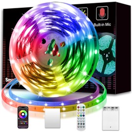 20ft Battery Powered Led Strip,6m Battery Operated Color Changing Lights Music Sync App Remote Control RGB USB Led Lights for TV, Party, Room Decoration (20FT)