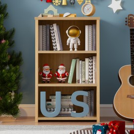 HDDDZSW Book Shelf, 3 Cubes Storage Organizer, 3-Tier Open Shelf Wooden Bookcase, Freestanding Wooden Color Bookshelf Cube Shelf for Bedroom, Living Room, Home Office