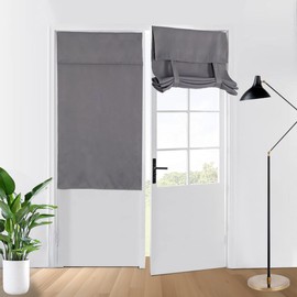 HAOYONG Blackout French Door Curtains Privacy Door Curtain for Door Window Thermal Insulated Window Door Panels Velcro Tie Up Curtains Classroom Window Cover for Sidelight Door - 1 Panel 26W x 40L