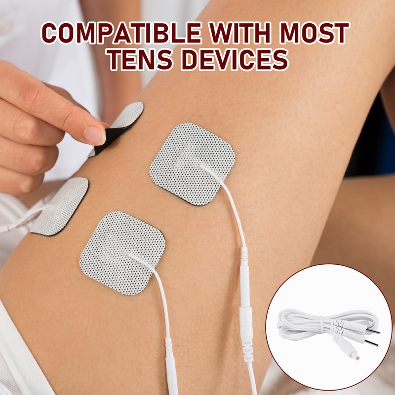TENS EMS Replacement Cable with 2 mm Pin Connectors, Flexible