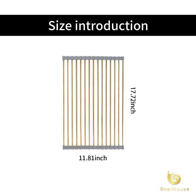 Snailhouse Roll Up Dish Drying Rack, Stainless Steel Dish Drainer