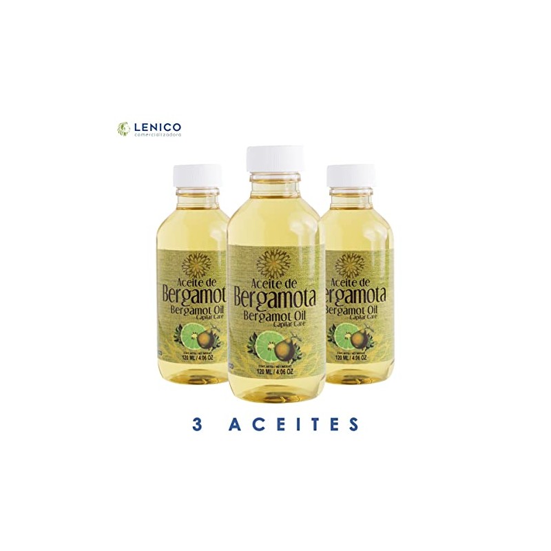 3 Aceites de bergamota 120 ml marca Lenico Estimula Crecimiento