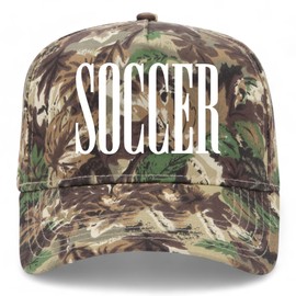 Soccer Vintage Trucker Hat | Premium Adjustable Snapback Baseball Hat for Men & Women (US, Alpha, One Size, Camo)