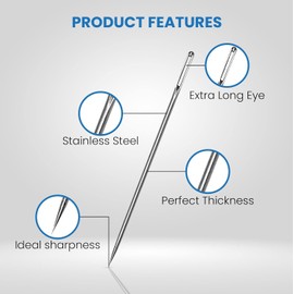 Sewing Needles Variety Pack, 25 Large Eye Needles with Assorted Sizes Sharp Tip Embroidery Needles in Plastic Tube – Perfect for Hand Stitching, Yarn Knitting