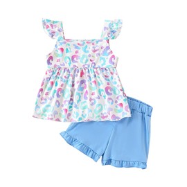 KIDLAGA Toddler Baby Girls Clothes Outfits Cute Print Bow Camisole Top and Shorts Summer Clothing Set