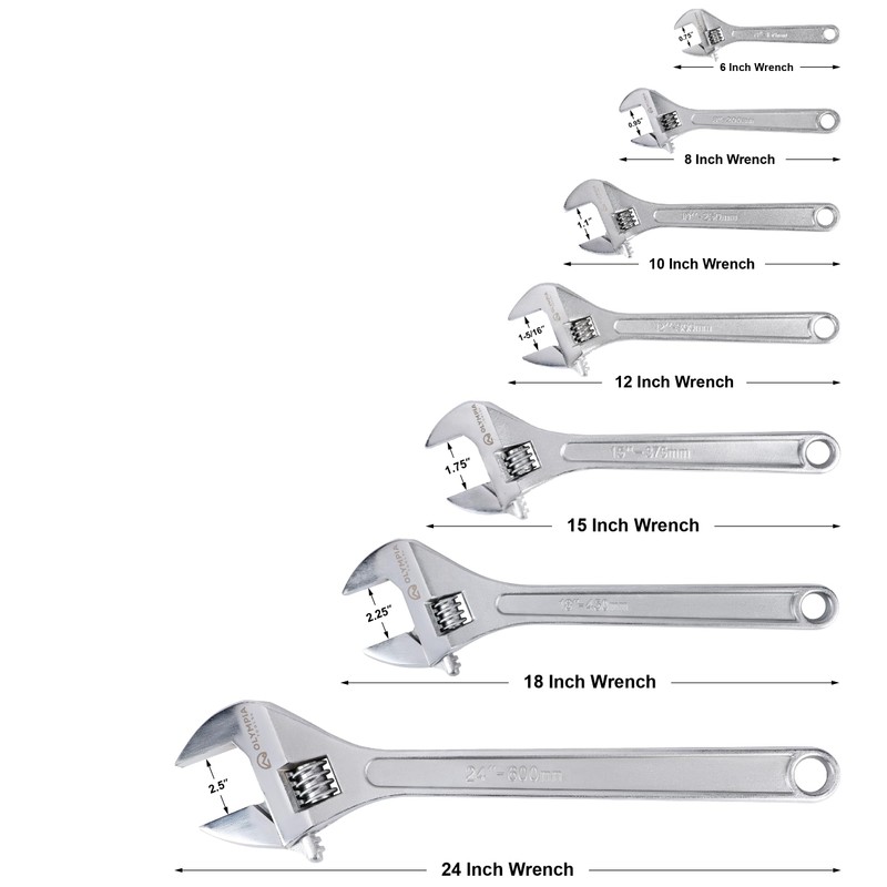 Olympia Tools 8" Adjustable Wrench, Heavy Duty Drop Forged Steel,