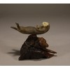 Sea Otter Mother and Pup Sculpture byJohn Perry 5in Long