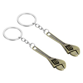 PATIKIL Mini Spanner Wrench Keychain, 2 Pcs Multifunctional Hardware Tool Key Chain Creative Convenient Pocket Tools Keychain for Wrench Spanner Claw Key Ring, Bronze