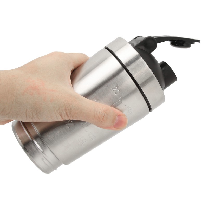 Protein Shaker Bottle with Scale Portable Stainless Steel Double Section