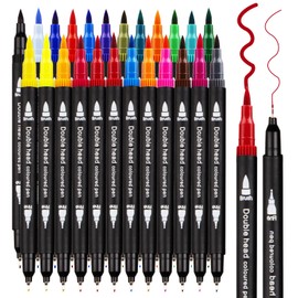 Tommax Art Markers Double Tip Brush Pens, 24Pcs Fine and Brush Pen Markers Set for Kids Adults Artists Painting, Coloring, Sketching, Multicolor