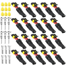 20 Sets Waterproof Car Wire Connector 12v, 1.5mm Terminal Power Plugs 2 Pin IP67 Electrical Terminal Connector Dustproof for Car Truck Boat Motorcycle Scooter and Other Wire Connections