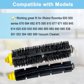 Roomba 676 Replacement Parts for iRobot Roomba 600 Series 676 694 675 692 695 677 671 655 645 690 680 660 650 620 614 & 500 Series 595 585 564 Robot Vacuum Cleaner, 2 Bristle & 2 Beater Brush