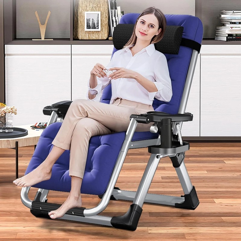 H&ZT Adjustable Chair Folding Lounge Chair Reclining Patio Chairs with