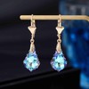 Austrian Crystal Baroque Drop Leverback Earrings for Women Fashion 14K