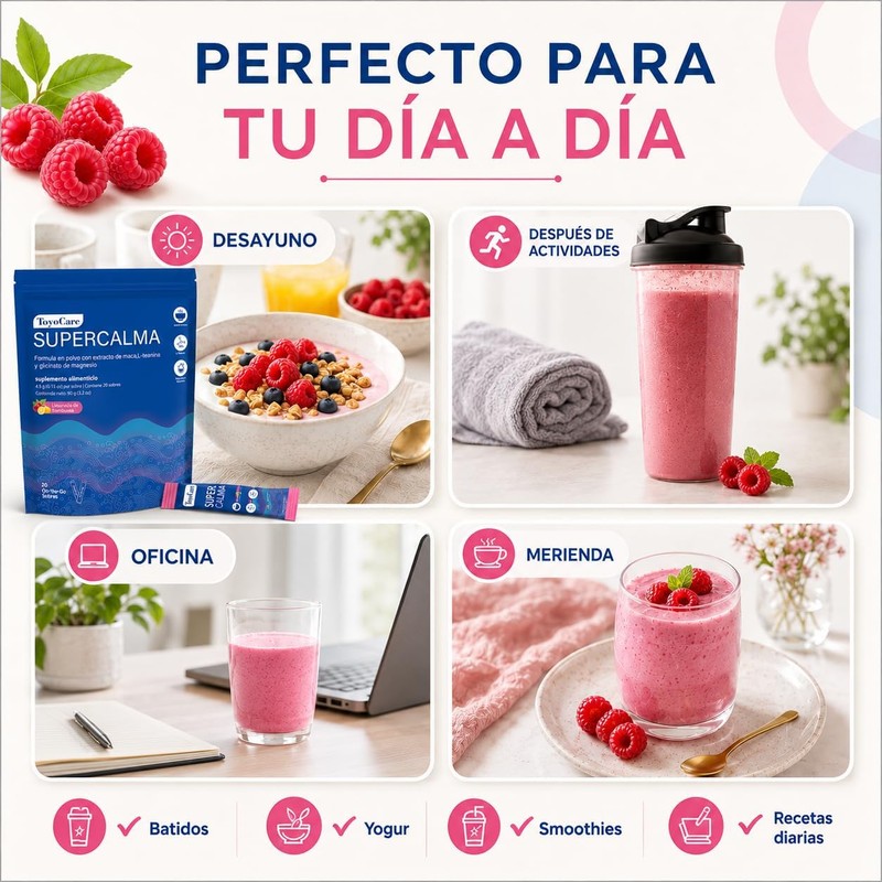 Polvo Sabor Frambuesa, Supercalm Suplemento Alimenticio