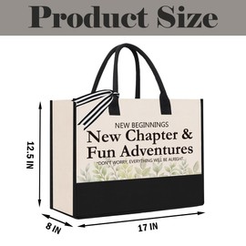 Wzotiy Good Bye Gift for Coworker Women Farewell Gifts for Coworkers Coworker Leaving Gifts for Women Going Away Gifts for Coworkers Women Moving Away Gifts for Friends New Chapter Tote Bag