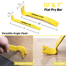 4-Piece Pry Bar Set, 12-Inch Utility Claw Pry Bar, 10-Inch & 7.5-Inch Flat Pry Bars Crowbar Claw, 8-Inch End Cutting Pliers, Nail Remover Tool for Baseboard, Floor, Nails Removal