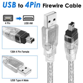 Herfair Firewire to USB Adapter Cable IEEE 1394 4Pin to USB 2.0 Converter Cord Firewire 400 to USB Connector Wire Lead for Connecting 4Pin 1394 Devices to USB Host Devices (Transparent Shell)