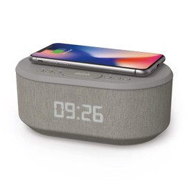 i box Dawn FM Radio, Bluetooth Wireless Speaker, Fast Charging, Clock Radio, LED Display, USB Charger, Dimmable Night Light, Alarm Clock Feature, Wireless Charger, Digital Clock, Dual Alarm (Grey)