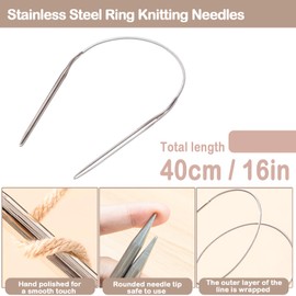 16 Inch Circular Knitting Needles Set 12 Pack, Stainless Steel Knitting Needles 12 Sizes Crochet Needles for Knitting short circular knitting needles for Hats, Socks, Baby Booties (1.75mm-7mm)