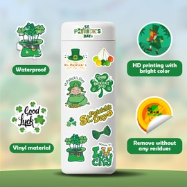 200 Pcs St.Patrick's Day Stickers Irish Lucky Shamrock Sticker Waterproof Sticker for Kids St. Patrick's Day Decorations Gifts for Water Bottle Laptop Phone Skateboard