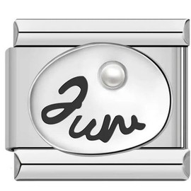 M&S Jan to Dec Birthday Birth Stone Date Anniversary Month 9mm Italian Link Charm Compatible With Nomination Bracelet (June)