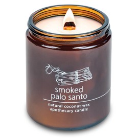 Hemlock Park Crackling Wood Wick Candle Handcrafted with Natural Coconut Wax (Standard 8 oz, Smoked Palo Santo)