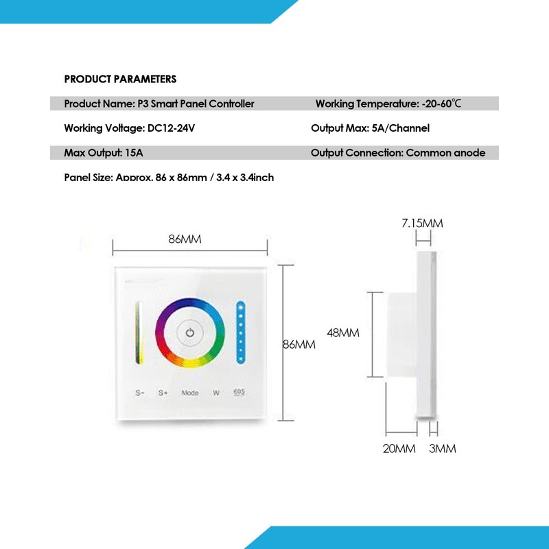 Smart Panel Controller, Wall Mounted Touch Panel LED Controller Dimmable