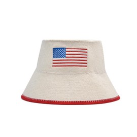 Halsa Sauna Hat, Natural Wool Sauna Cap for Men and Women, USA Flag, Eco-Friendly Insulating Headgear for Spa, Steam Room, Banya, Bathhouse - Comfortable, Breathable, Handmade - One Size Fits All