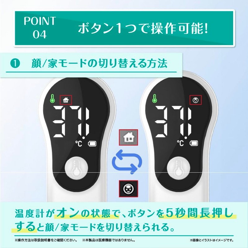 非接触式赤外線温度計 KE-M6 超軽量ポケットサイズ 1秒速測 高精度 LED液晶大画面 乾電池＆TYPE-Cポート 2つの測定モード 20秒自動電源OFF ホワイト