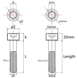 Wanyifa Titanium Cap Allen Socket Head Bolts M10 20 25 30 35 40 45 50 55 60mm Screw Pack of 4 (M10x40mm Pitch 1.25mm, Black)
