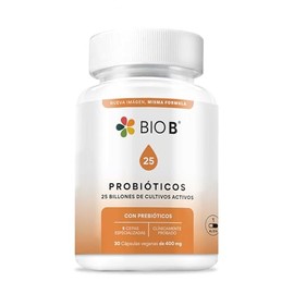 BIO B | Probióticos 25 billones UFC + prebióticos | 30 cápsulas veganas