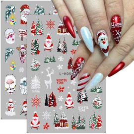 6 Sheets Christmas Nail Stickers for Nail Art Self-Adhesive 3D Xmas Winter Nail Decals Cute Elk Snowflake Xmas Tree Santa Claus Designs Christmas Nail Art Stickers for Women Christmas Nails Decoration