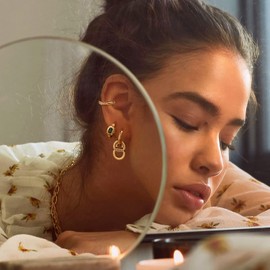 MYEARS Women's Gold Filled Diamond Ear Cuff, Hypoallergenic, 14K Gold, Small Boho Beach Style