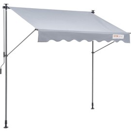 VEVOR Manual Retractable Awning, Outdoor Retractable Patio Awning Sunshade Shelter, Adjustable Patio Door Window Awning Canopy with Sun Shade Curtain for Backyard, Garden, Balcony - Size: 118" x 47"