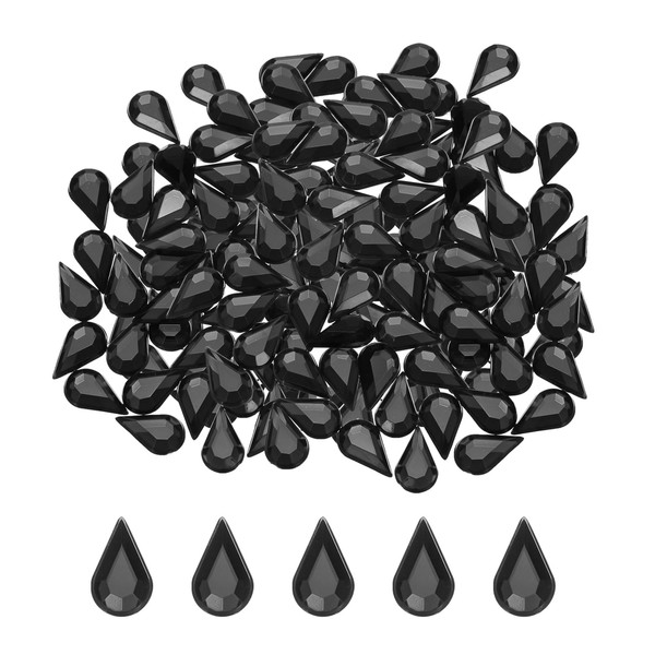 MECCANIXITY 200PCS Flat Back Acrylic Teardrop Gems 6x10mm Artificial Rhinestones