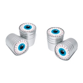 Elektroplate Bloodshot Eyeball Matte Chrome Aluminum Tire Valve Stem Caps | Universal Fit for Cars, Bikes, Trucks, RVs, Motorcycles, Trailers (Pack of 4)