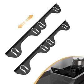 MOFINO 316 Stainless Steel Stove Gap Covers,Stove Gap Filler,Range Trim Kit,Between Stove and Counter for Kitchen,Easy Retractable Length 13.8" to 27.5",Easy Install and Heat Resistant (2 PCS,Black)