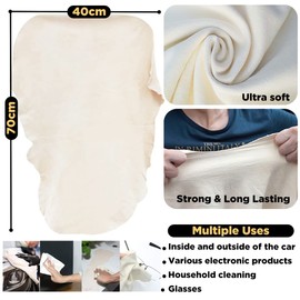 Chamois Leathers For Cars - Chamois Leather - XXL 2800 cm² (70x40cm) Professionnal Natural - Ultra Absorbent Sheep Skin - For Cars And Every Surfaces