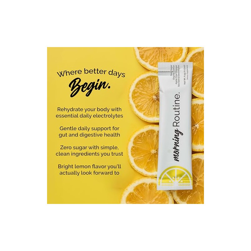 ROUTINE Morning Daily Hydration Electrolyte Drink Mix - Lemon Flavor