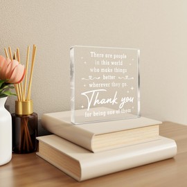 Thank You Gifts for Women Men, Friends, Employees, Bosses, Teacher Appreciation Gifts, Appreciation Gifts for Teachers, Nurses, Coworkers, Colleagues & Volunteers, Thanksgiving Gifts for Family Friends, Square Acrylic Desk Decor Plaque