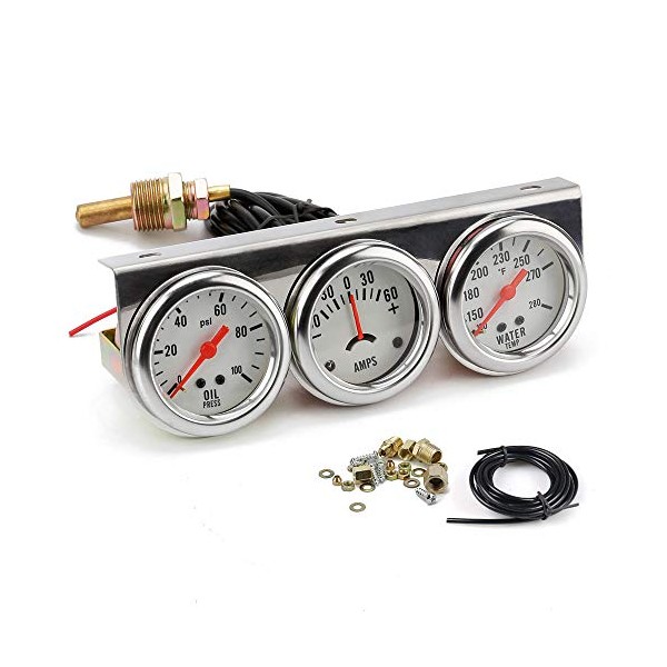 2" 52mm Chrome Panel 3in1 Car Meter Oil Pressure Fahrenheit