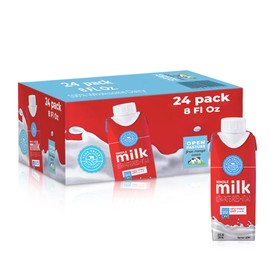 Blue Valley Shelf Stable Whole Milk Boxes with Vitamin D - no refrigeration needed 8 oz Singles (24 Pack) kosher Cholov Yisroel, UHT Pasteurized Tetra Pak Carton.