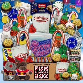 Fun Flavors Box Christmas Candy Gift Box Variety Pack, Holiday Plush, Chocolate, Snack Care Pack
