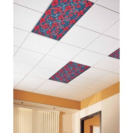TOUBE 1 Pack Fluorescent Light Covers Independence Day Red Flowers Abstract Magnetic Light Cover Fluorescent Light Shade Panel Ceiling Magnetic Light Filters for Home Drop Ceiling, 4 x 2 Feet